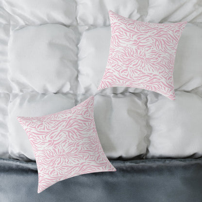 Pillow Square Poly Canvas pink zebra by Mariu del Campo. - Mariu del Campo