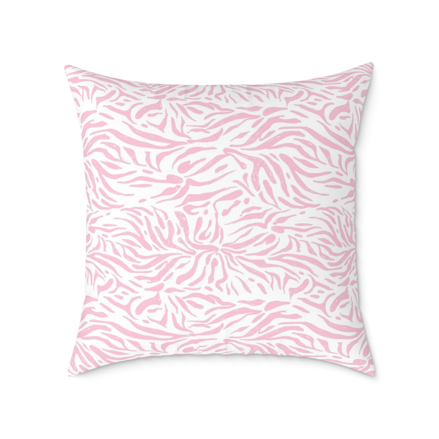 Pillow Square Poly Canvas pink zebra by Mariu del Campo. - Mariu del Campo