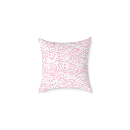 Pillow Square Poly Canvas pink zebra by Mariu del Campo. - Mariu del Campo