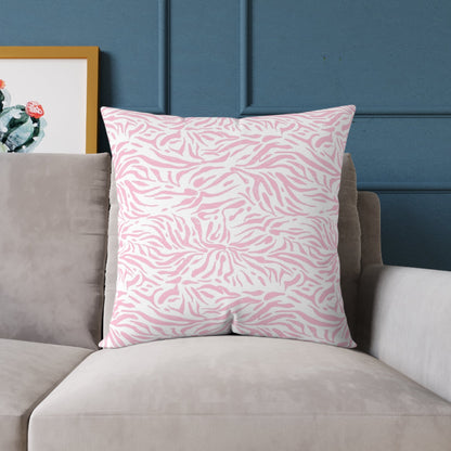 Pillow Square Poly Canvas pink zebra by Mariu del Campo. - Mariu del Campo