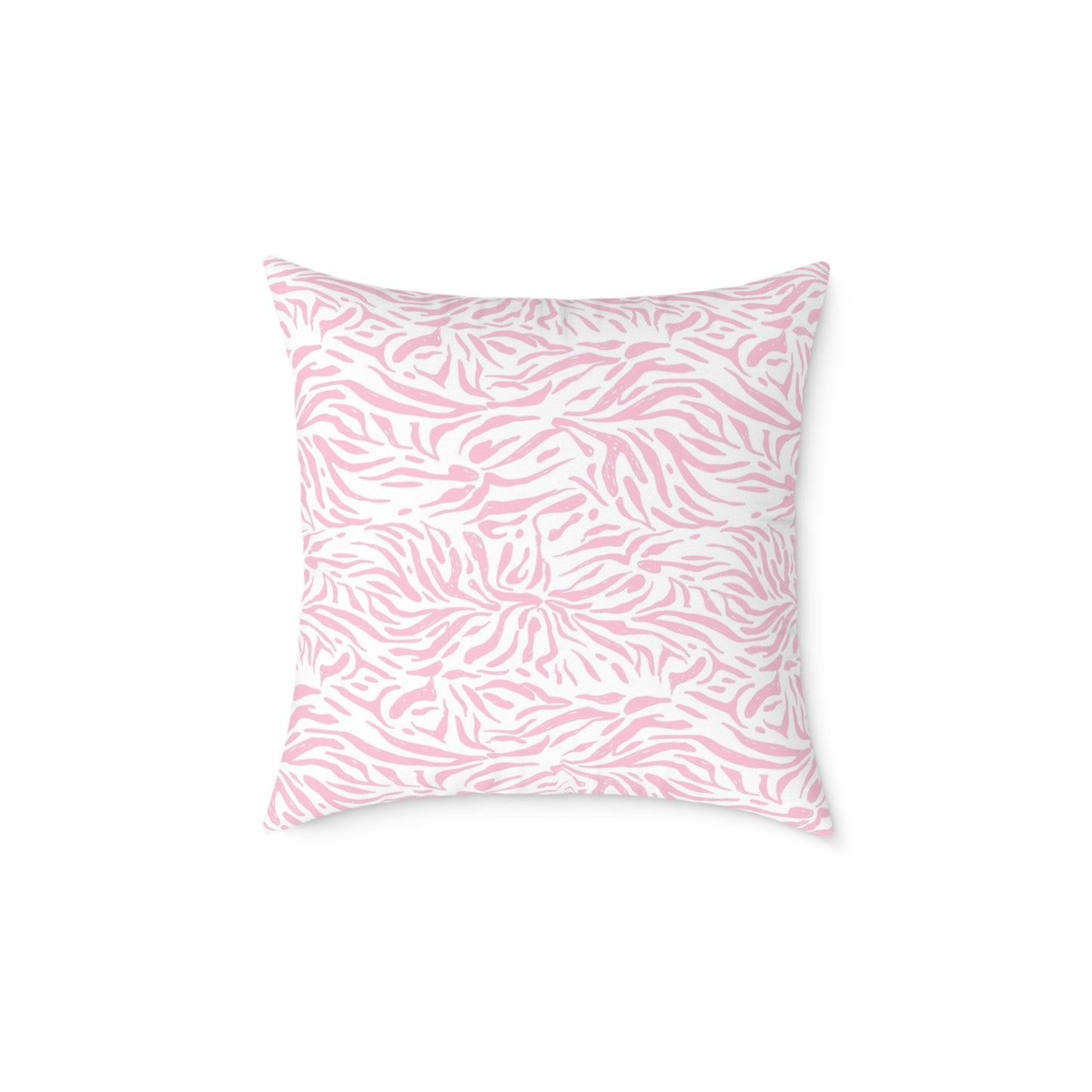 Pillow Square Poly Canvas pink zebra by Mariu del Campo. - Mariu del Campo