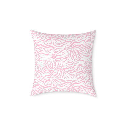 Pillow Square Poly Canvas pink zebra by Mariu del Campo. - Mariu del Campo