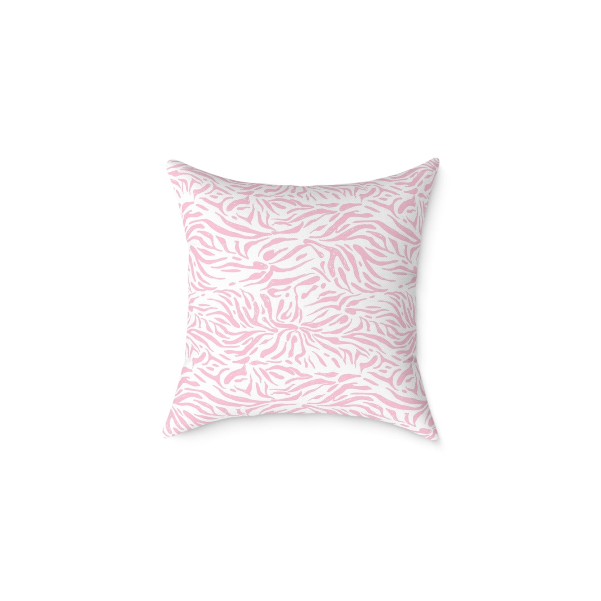 Pillow Square Poly Canvas pink zebra by Mariu del Campo. - Mariu del Campo