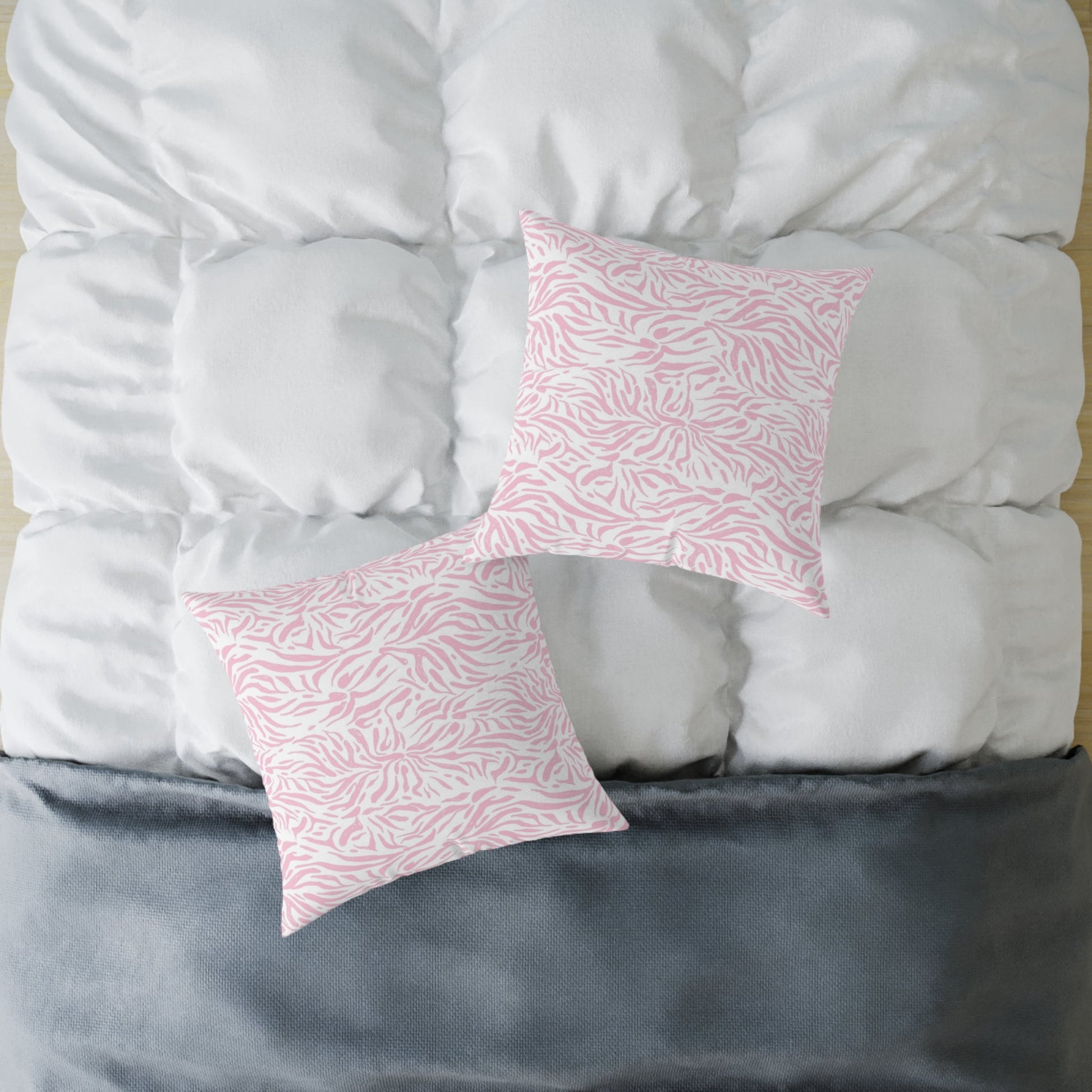 Pillow Square Poly Canvas pink zebra by Mariu del Campo. - Mariu del Campo