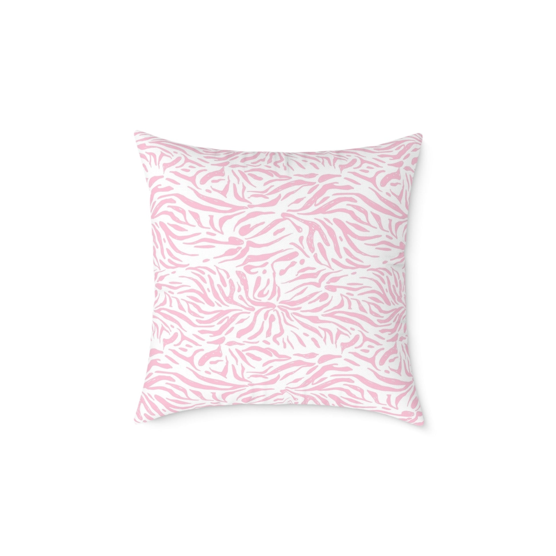 Pillow Square Poly Canvas pink zebra by Mariu del Campo. - Mariu del Campo