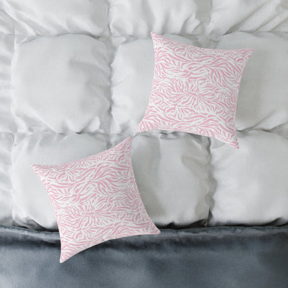 Pillow Square Poly Canvas pink zebra by Mariu del Campo. - Mariu del Campo
