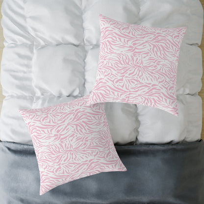 Pillow Square Poly Canvas pink zebra by Mariu del Campo. - Mariu del Campo