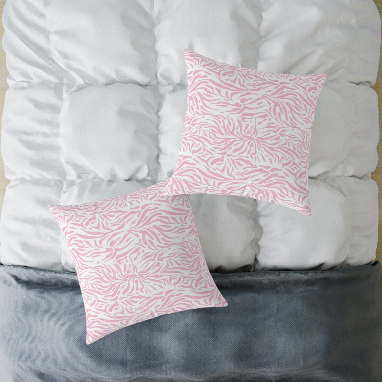 Pillow Square Poly Canvas pink zebra by Mariu del Campo. - Mariu del Campo