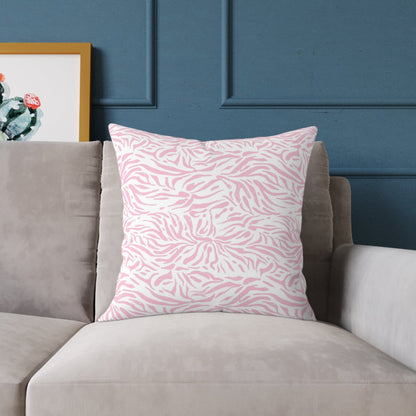 Pillow Square Poly Canvas pink zebra by Mariu del Campo. - Mariu del Campo