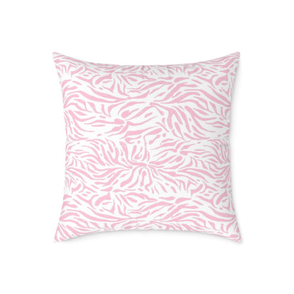 Pillow Square Poly Canvas pink zebra by Mariu del Campo. - Mariu del Campo