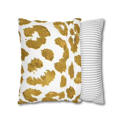 Pillowcase Spun Polyester Square gold leopard by Mariu del Campo. - Mariu del Campo
