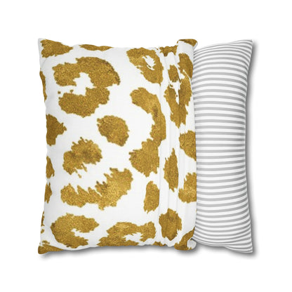 Pillowcase Spun Polyester Square gold leopard by Mariu del Campo. - Mariu del Campo