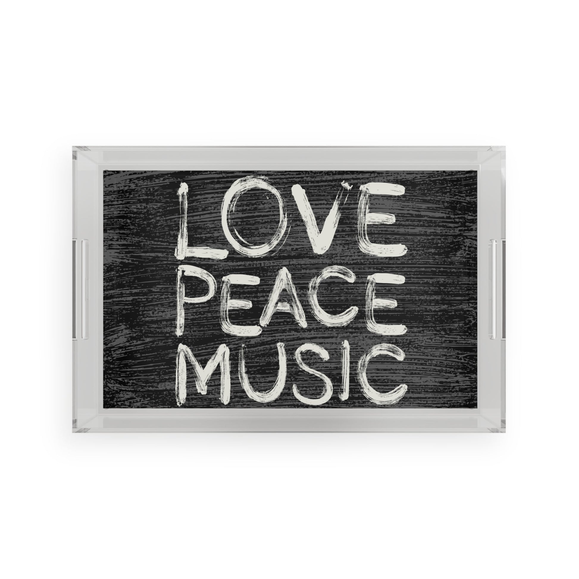 Serving Tray Acrylic Love, Peace, Music by Mariu del Campo. - Mariu del Campo