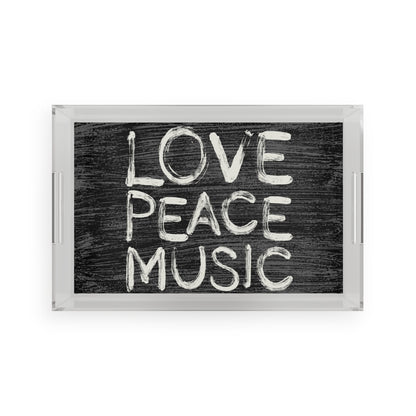 Serving Tray Acrylic Love, Peace, Music by Mariu del Campo. - Mariu del Campo