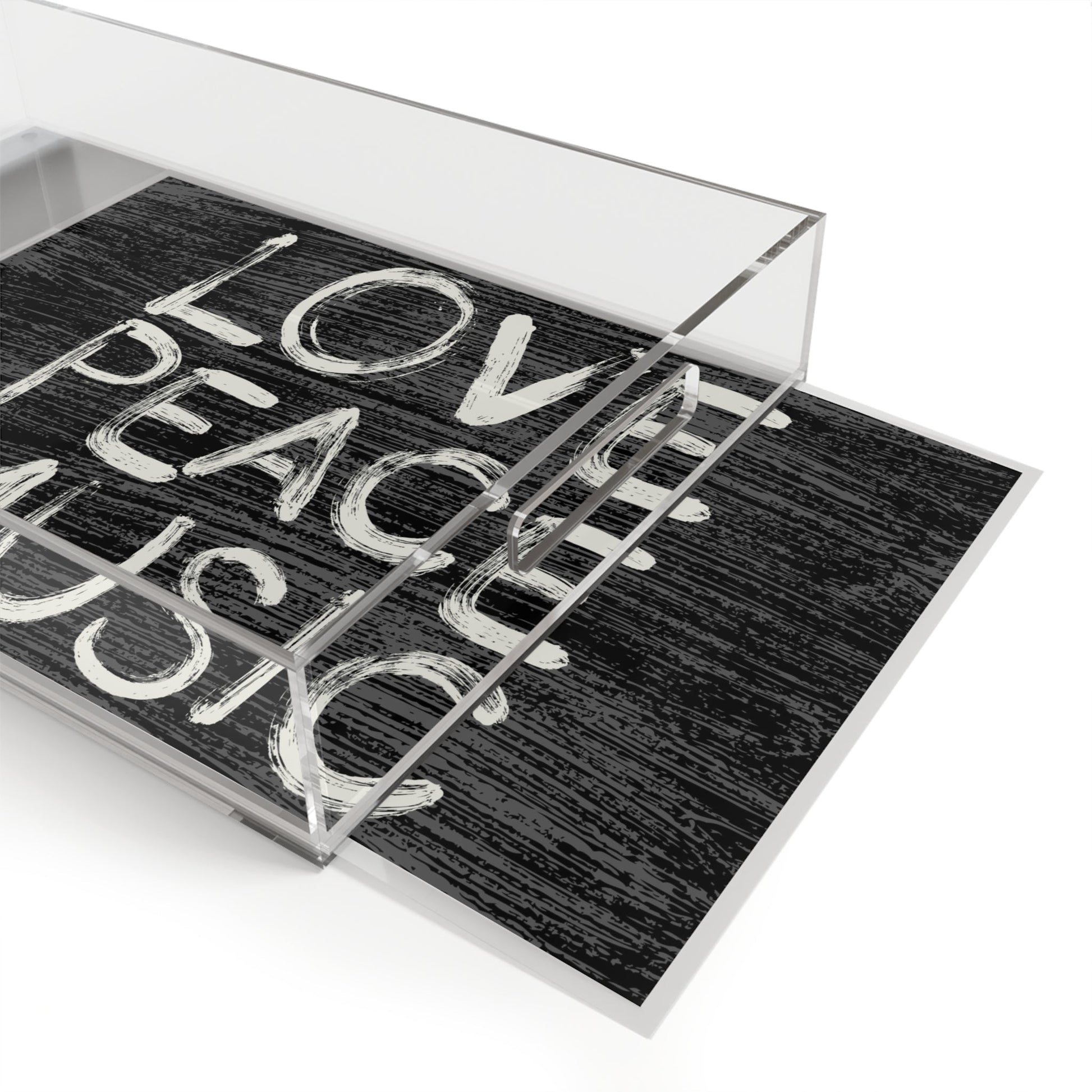 Serving Tray Acrylic Love, Peace, Music by Mariu del Campo. - Mariu del Campo