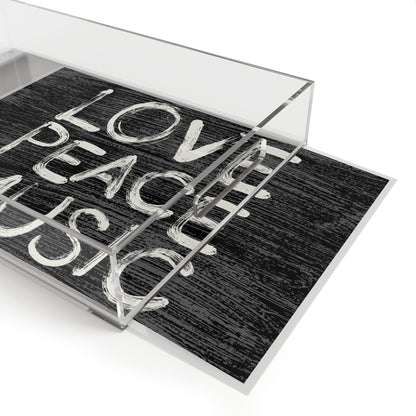 Serving Tray Acrylic Love, Peace, Music by Mariu del Campo. - Mariu del Campo